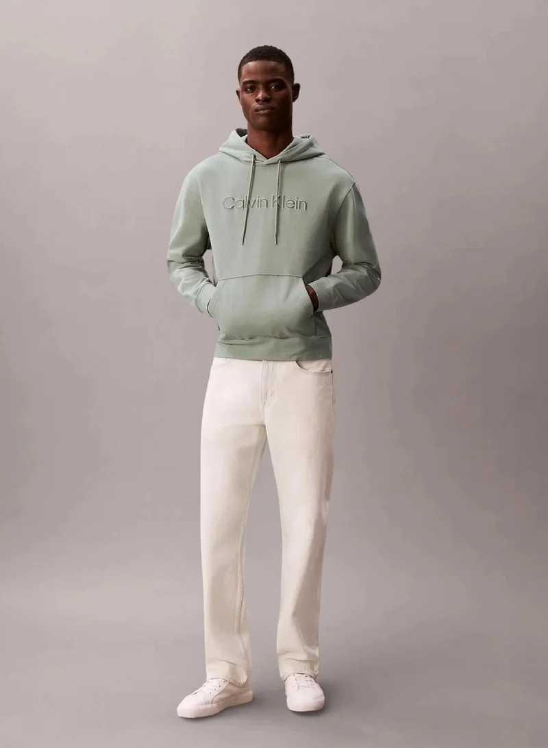 Calvin Klein Textured Logo Terry Drawstring Hoody
