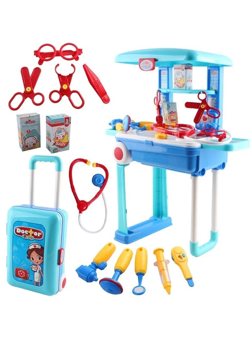 2-in-1 Doctor Set Trolley Toy for Kids – Portable Carry-Along Backpack Medical Play Kit with Tools & Accessories (3+ Years) - Image 2