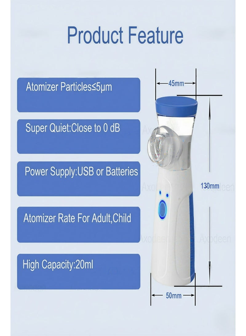 شبكة جهاز نيبولايزر محمول (جهاز بخار) صامت تماماً للكبار والأطفال - يعمل بوصلة USB مباشرة أو بالبطاريات - موديل غير قابل للشحن - Image 2