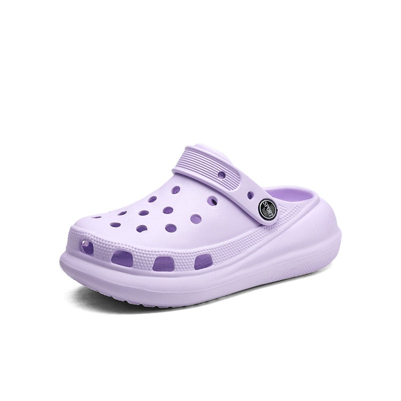 New Thick-Soled Heightened Hole Shoes Women'S Outer Wear Non-Slip Baotou Beach Slippers Shit-Stepping Casual Solid Color Sandals - Image 1