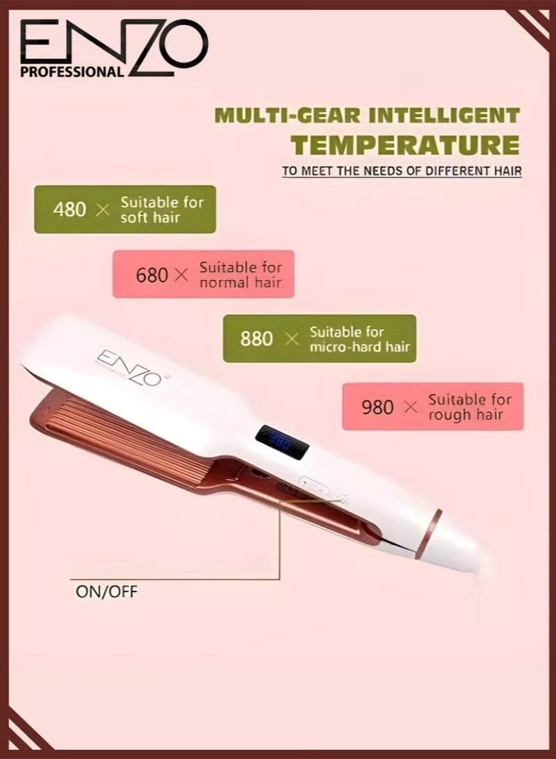 ENZO EN-3890 Ceramic Hair Crimper – Professional 3D Wave & Corn Style Hair Styler with Digital Display for Volume & Texture - Image 2