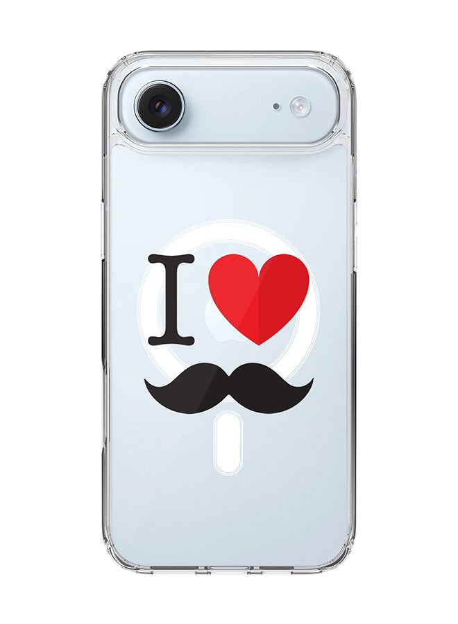 Stylizedd Classic Clear MagSafe Case for iPhone 17 Air , Hybrid Soft Case Flexible Edges Anti Drop TPU PC Gel Thin Transparent Cover [ Designed for iPhone 17 Air ] - I Love Moustashe