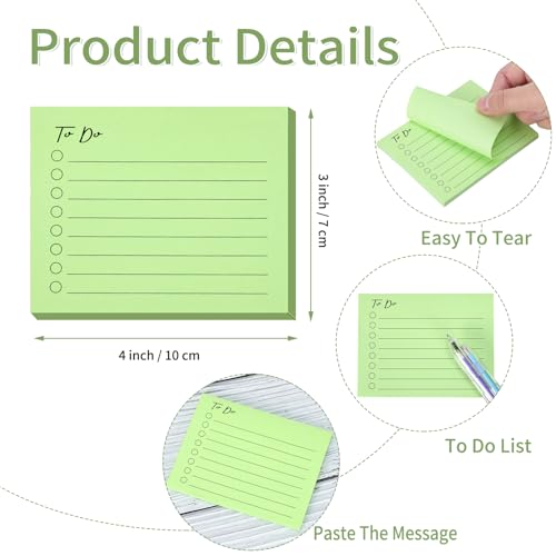 EOOUT 10 Pack Lined Sticky Notes, 3"x4", 500 Sheets, to Do List Notepad, Sticky Notes with Lines, to Do List Planner, Square Sticky Notes for Office, Meeting, School, Home - Image 2