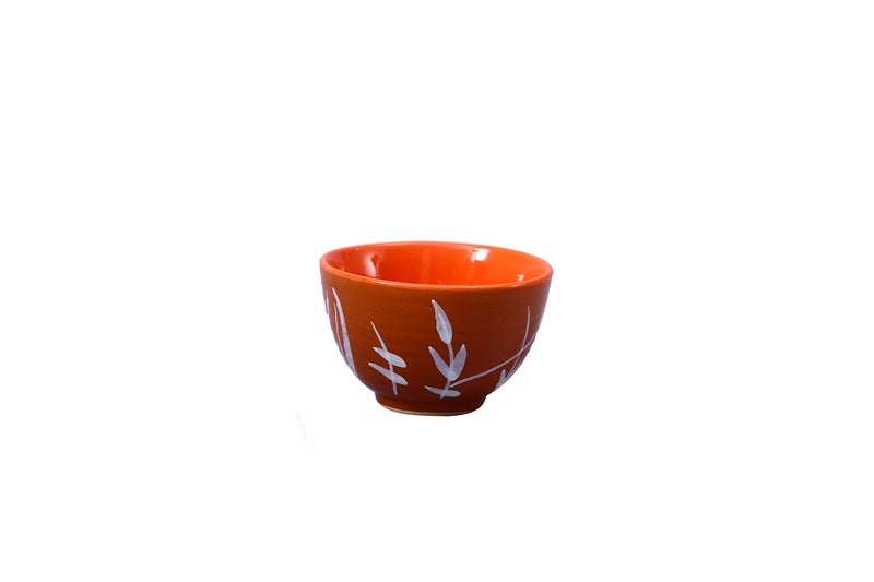 Caffeine Ceramic Handmade Orange Bamboo Dessert Bowls - (Set of 2, 150 ml) - Image 2