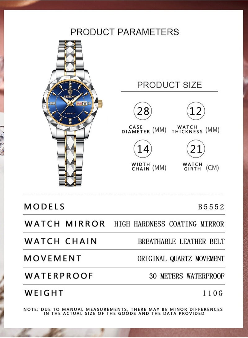 بينبوند ساعات كوارتز نسائية من أفضل العلامات التجارية الفاخرة والأزياء التجارية المقاومة للماء وساعة التاريخ الأسبوعية الرياضية للنساء - Image 3