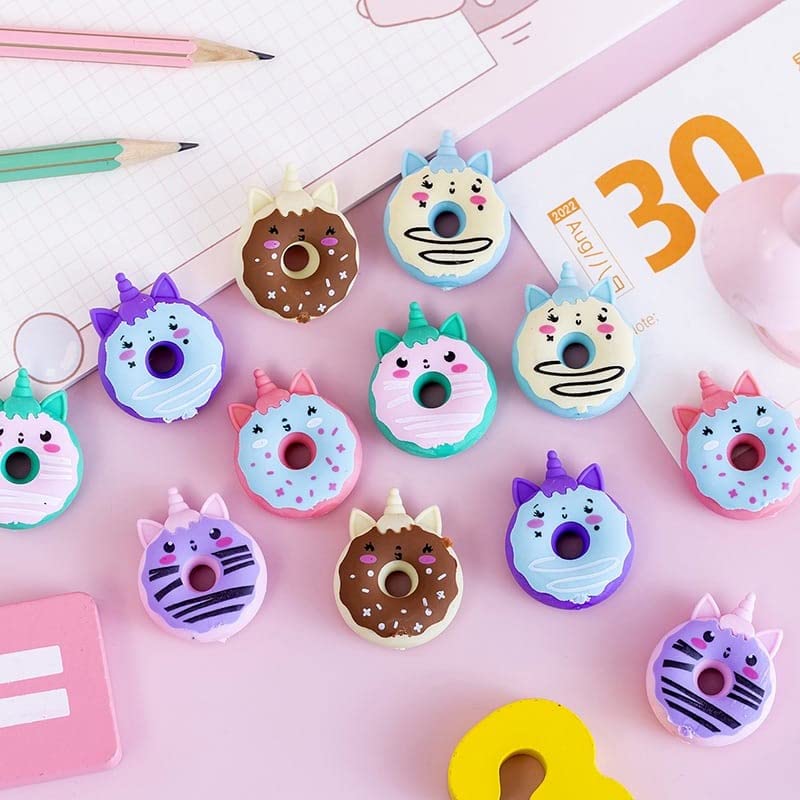 Tera13 Return Gifts for Kids - Unicorn and Donut Shape Eraser Set (18 Pcs) - Non-Toxic Stationery Items for Girls' Birthday - Image 1