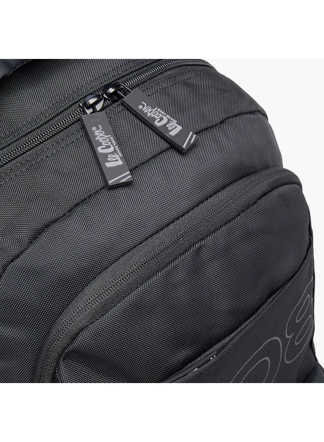 Lee Cooper BLACK Unisex Logo Print Backpack with Adjustable Straps and Zip Closure - 18x33x47 cm  | Best Price UAE