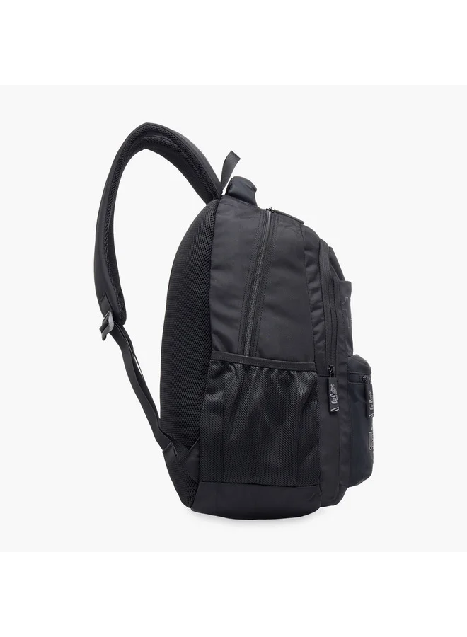 Lee Cooper BLACK Unisex Logo Print Backpack with Adjustable Straps and Zip Closure - 18x33x47 cm  | Best Price UAE