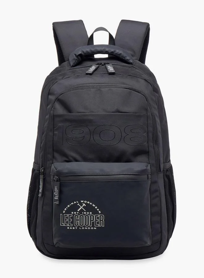 Lee Cooper Logo Print School Backpack With Adjustable Straps And Zip Closure - 18X33X47 Cm