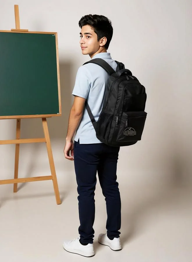 Lee Cooper Logo Print School Backpack With Adjustable Straps And Zip Closure - 18X33X47 Cm