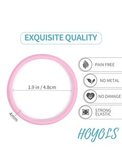 HOYOLS Hoyols Elastic Hair Ties for Women, 4mm No Metal Hair Bands Colorful Ponytail Holders for Thick Curly No Crease No Damage Styling Accessories Assorted Colors 56 Count (Mix Baby & Striped)  - Image 2