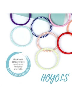 HOYOLS Hoyols Elastic Hair Ties for Women, 4mm No Metal Hair Bands Colorful Ponytail Holders for Thick Curly No Crease No Damage Styling Accessories Assorted Colors 56 Count (Mix Baby & Striped)  - Image 3