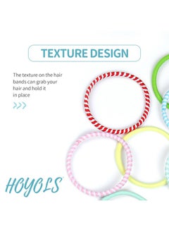 HOYOLS Hoyols Elastic Hair Ties for Women, 4mm No Metal Hair Bands Colorful Ponytail Holders for Thick Curly No Crease No Damage Styling Accessories Assorted Colors 56 Count (Mix Baby & Striped)  - Image 4