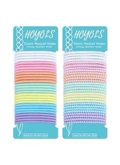 HOYOLS Hoyols Elastic Hair Ties for Women, 4mm No Metal Hair Bands Colorful Ponytail Holders for Thick Curly No Crease No Damage Styling Accessories Assorted Colors 56 Count (Mix Baby & Striped)  - Image 1