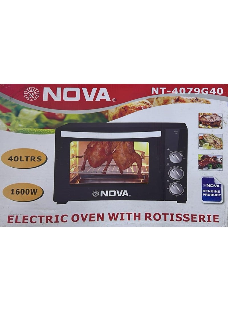 NOVA Electric Oven 40 Liters with Rotisserie Function, Powerful 1600W Countertop Oven, Adjustable Heat Settings, Large Family Size Baking and Roasting Oven, Perfect for Pizza, Chicken, Cake, Grill and Toast Cooking at Home - Image 2