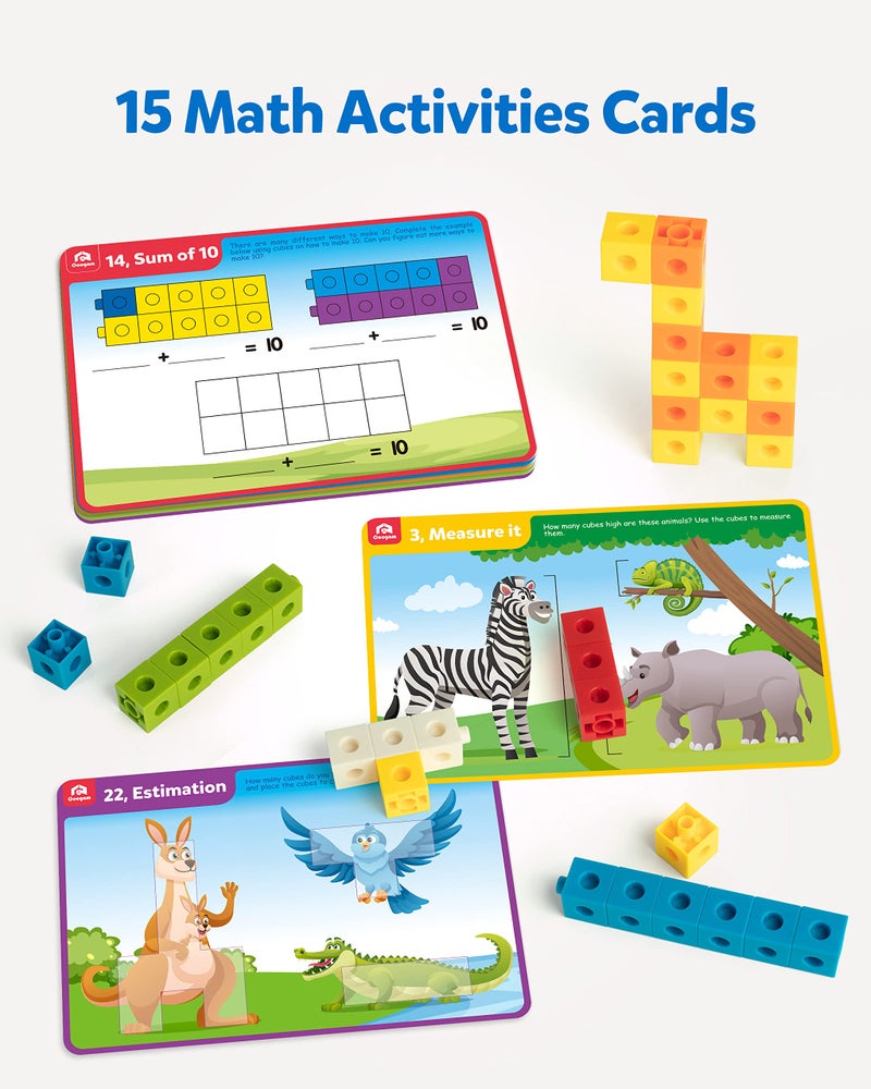 Coogam Math Manipulatives, Math Game for Kids 3-8 with Number Counting Snap Linking Cube, 1st Grade Math Flashcards Toy Gift for Preschool Learning - Image 3