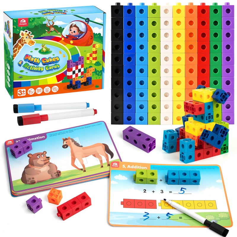 Coogam Math Manipulatives, Math Game for Kids 3-8 with Number Counting Snap Linking Cube, 1st Grade Math Flashcards Toy Gift for Preschool Learning - Image 1