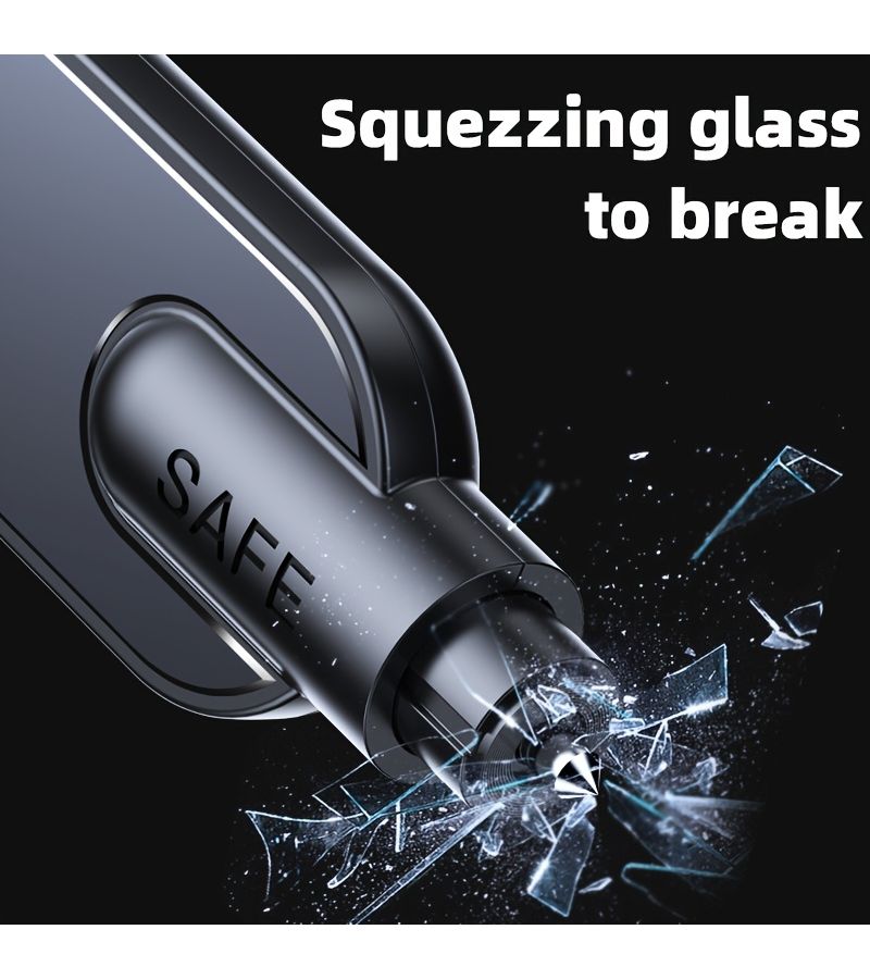 Black 2in1 Spring Loaded Seatbelt Cutter Glass Breaker Portable Keychain Car Emergency Escape Tool - Image 3