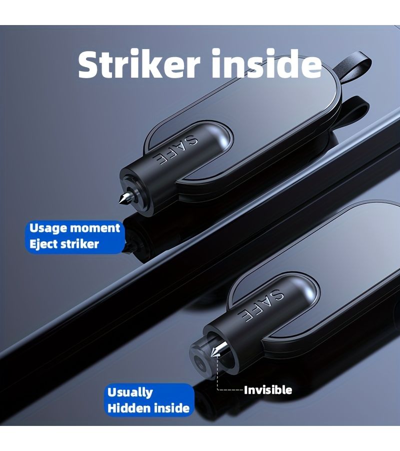 Black 2in1 Spring Loaded Seatbelt Cutter Glass Breaker Portable Keychain Car Emergency Escape Tool - Image 5