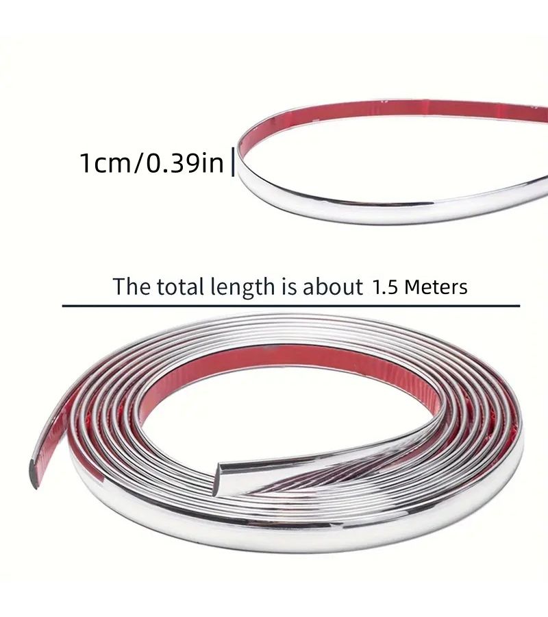 Self Adhesive Universal Car Window Bright Trim Silvery 0.39in x 59in Easy to Install PVC Chrome Trim Scratch Resistant Long Lasting High Gloss Finish - Image 2