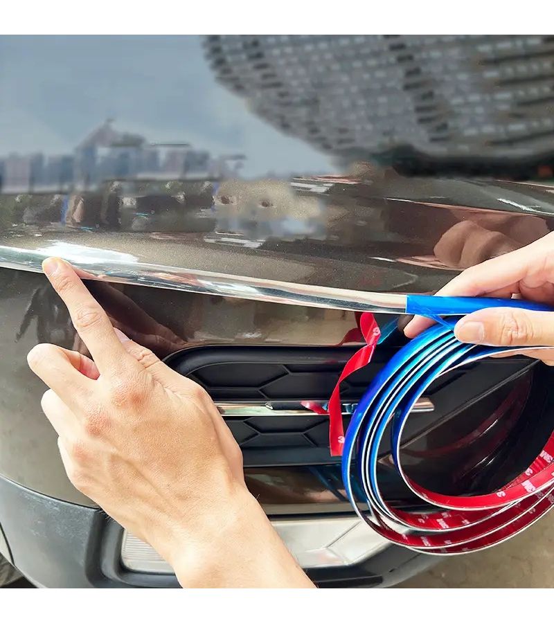 Self Adhesive Universal Car Window Bright Trim Silvery 0.39in x 59in Easy to Install PVC Chrome Trim Scratch Resistant Long Lasting High Gloss Finish - Image 3