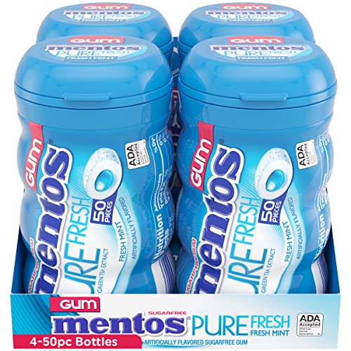 Mentos Pure Fresh SugarFree Chewing Gum with Xylitol Fresh Mint 50 Piece Bottle Pack of 4 - Image 5