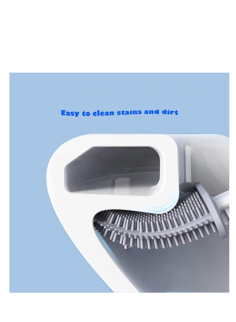 Suntown مجموعة فرشاة وكوب المرحاض لحمام، رأس فرشاة مرحاض مرن مع شعيرات سيليكون لتنظيف الزوايا الميتة بسهولة، حجم مدمج للتخزين والتنظيم، أبيض - Image 2