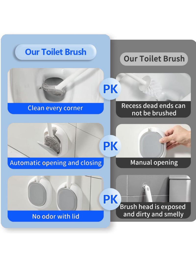 Suntown مجموعة فرشاة وكوب المرحاض لحمام، رأس فرشاة مرحاض مرن مع شعيرات سيليكون لتنظيف الزوايا الميتة بسهولة، حجم مدمج للتخزين والتنظيم، أبيض - Image 4