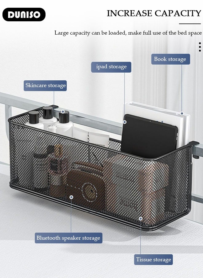 DUNISO Wall-Mounted Storage Rack,Shower Caddy Bathroom Organizer Basket Shelf with Hooks,Bedside Shelves for Snacks in Dormitories,Wall-Mounted Basket for Bathroom Kitchen Toilet Bedroom - Image 4