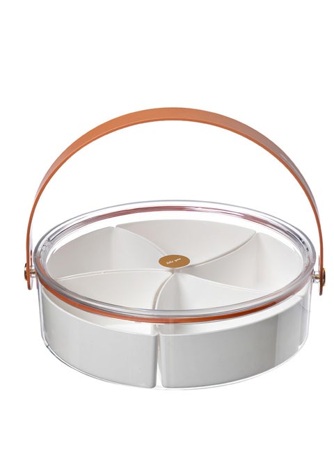 Divided Serving Tray, Clear Organizer with Lid and Handle, Removable Divided Platter Food Storage Containers for Candy, Fruits, Nuts, Snacks, for Parties, Entertaining, Picnic