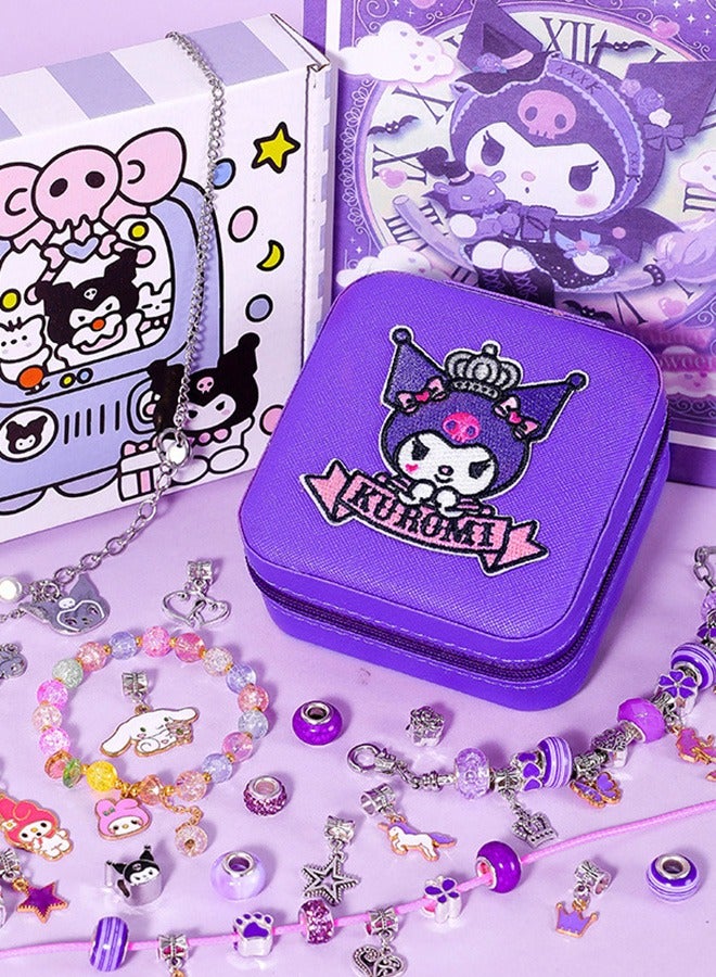 Sanrio 72PCS Sanrio Kuromi Charm Bracelet Making Kit, Girls Beads for DIY Craft Jewelry Making Kit with Jewelry Box（Purple） - Image 3