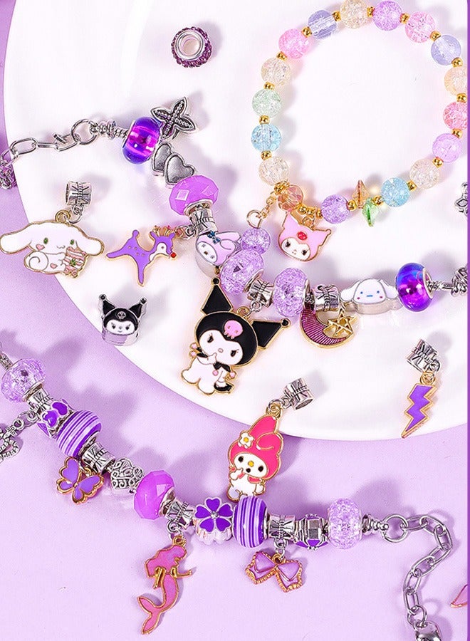 Sanrio 72PCS Sanrio Kuromi Charm Bracelet Making Kit, Girls Beads for DIY Craft Jewelry Making Kit with Jewelry Box（Purple） - Image 4