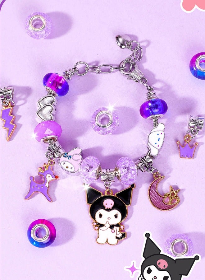 Sanrio 72PCS Sanrio Kuromi Charm Bracelet Making Kit, Girls Beads for DIY Craft Jewelry Making Kit with Jewelry Box（Purple） - Image 5