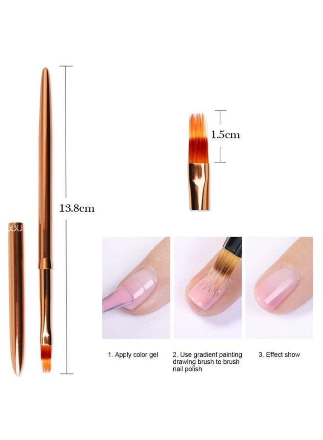 SILPECWEE 1Pc Nail Ombre Brush Rose Gold Nylon Design UV Gel Nail Gradient Painting Pen Professional Acrylic Nail Art Tools - Image 1