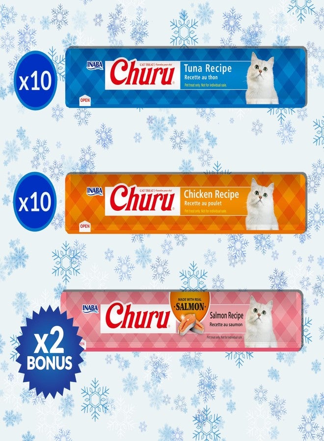 INABA Churu Cat Treats, Lickable, Squeezable Creamy Purée Cat Treat with Vitamin E, 0.5oz Each Tube, 22 Tubes, Holiday Variety Pack - Image 3