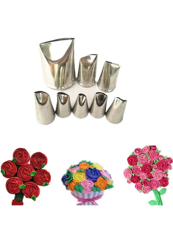 FantasyDay 8-piece Stainless Steel Rose Flower Piping Tips Piping Nozzles Cake Decorating Supplies Cookies Cupcake Icing Decorating Supplies Decorating Kits Frosting Icing Tips Baking Set Tools - Image 1