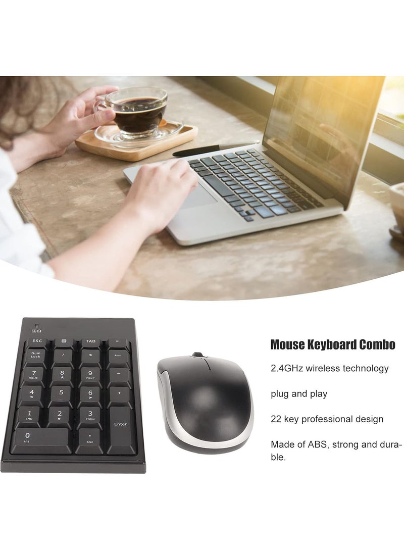 GGOOT Wireless Number Pad and Mouse, 2.4GHz Portable Ultra Slim USB Numeric Keypad and Mouse Combo, 22 Keys Wireless Numeric Keypad  - Image 4