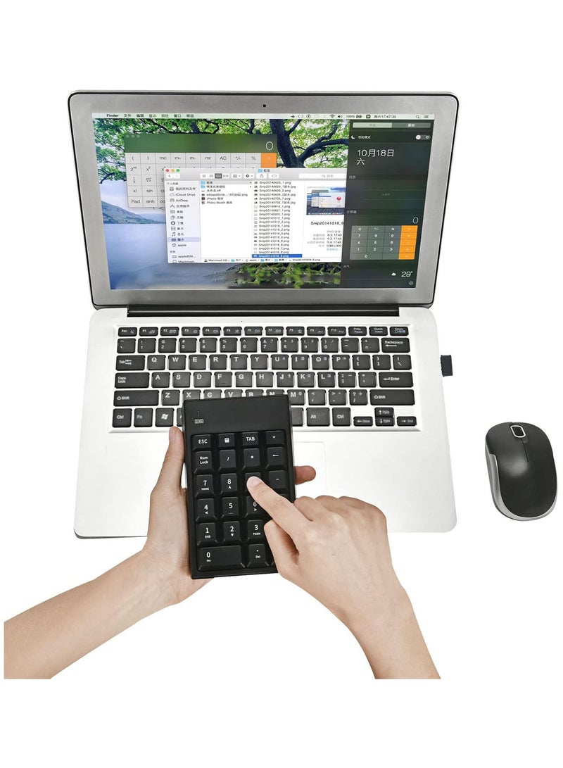 GGOOT Wireless Number Pad and Mouse, 2.4GHz Portable Ultra Slim USB Numeric Keypad and Mouse Combo, 22 Keys Wireless Numeric Keypad  - Image 3