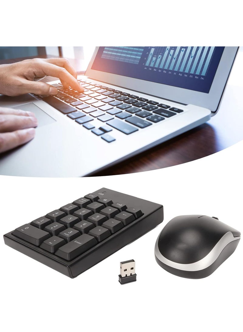 Wireless Number Pad and Mouse, 2.4GHz Portable Ultra Slim USB Numeric Keypad and Mouse Combo, 22 Keys Wireless Numeric Keypad