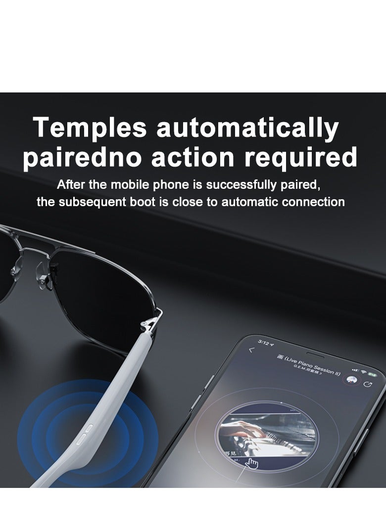 جولف لينك نظارات G01 الذكية لتشغيل الموسيقى والتحكم عن بعد في المكالمات والصور ومضادة للماء ومضادة للزرقة ونظارات شمسية باللون الأسود - Image 3