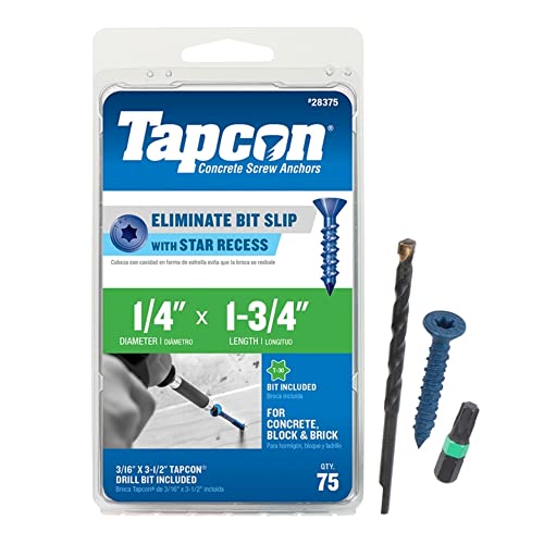 Tapcon 28375 14x134 Blue Star Drive Bugle Head Concrete Anchors 75Box