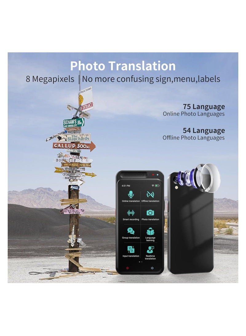 Language Translator Device, Two Way Real-Time Voice Translation in138 Languages, High Accuracy Instant Translation with 3" Touch Screen Supported Voice/Text/Offline/Photo Translation and Chatgpt - Image 4