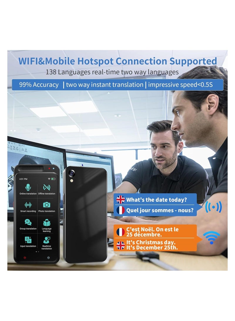 Language Translator Device, Two Way Real-Time Voice Translation in138 Languages, High Accuracy Instant Translation with 3" Touch Screen Supported Voice/Text/Offline/Photo Translation and Chatgpt - Image 3