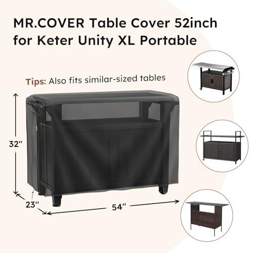 MR. COVER Outdoor prep table cover 52 inch for Keter Unity XL Outdoor Rolling Table Cart, Heavy Waterproof for Grill Dining Kitchen Cart Protective, Outdoor Storage Box Cover, Patio Food Prep Station - Image 2