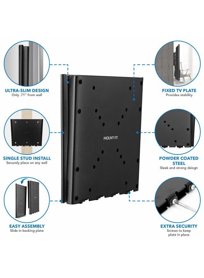 Mount-It! Low-Profile Fixed TV Wall Mount With Removable Plate | Flush Wall Mounting Bracket Fits 23" - 42" Screens Up To VESA 200x200 mm, 66lbs Capacity, Black - Image 3