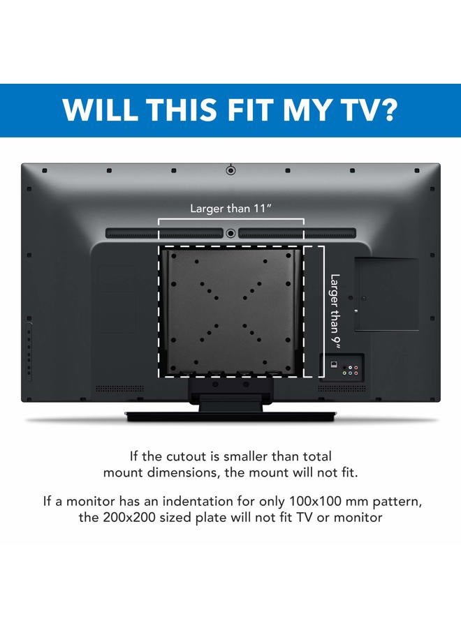 Mount-It! Low-Profile Fixed TV Wall Mount With Removable Plate | Flush Wall Mounting Bracket Fits 23" - 42" Screens Up To VESA 200x200 mm, 66lbs Capacity, Black - Image 4