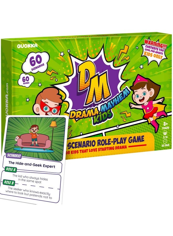 QUOKKA Charades Game for Kids - Acting & Improv Game with 120 Scenario & Quirk Cards - Fun Act It Out Theater Games Night | Drama Mayhem Original Pack - Image 1