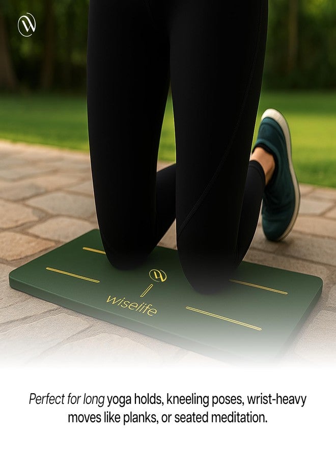 WiseLife 16 MM Yoga Cushion Pad - Green | Elbow & Knee Pad | 24x12 inch | High Density Premium ECO TPE Foam Material | Extra Cushion, Professional Grip | Support for Knees, Hands, Wrists, and Elbows | Pushups, Yoga, Meditation, Pilates, Exercise & Workout - Image 3