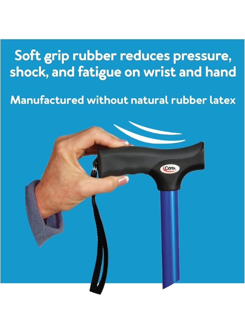 Carex Soft Grip Folding Cane - Foldable Walking Cane For Men and Women - Adjustable Height (33"-37"), Anti-Slip Rubber Tip, Soft Derby Style Ergonomic Handle, Black Cane - Image 2