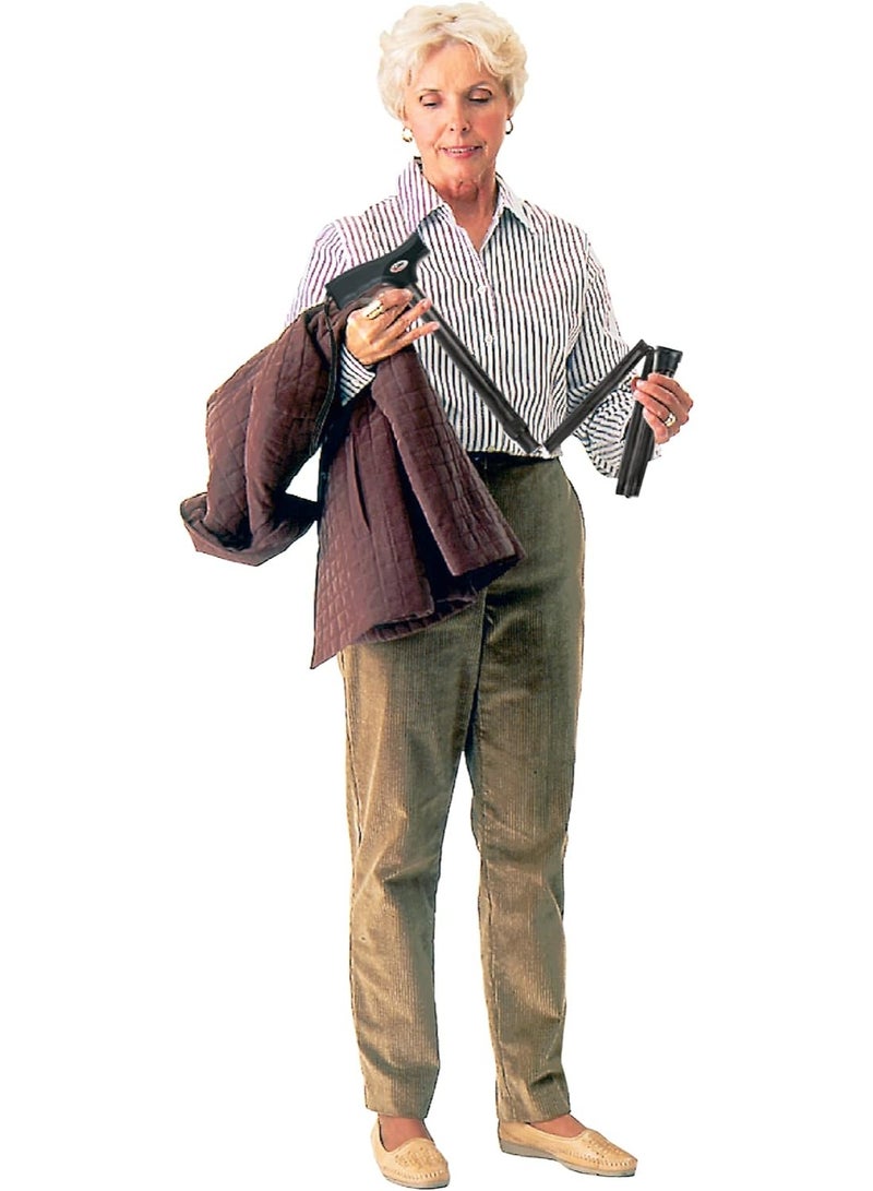 Carex Soft Grip Folding Cane - Foldable Walking Cane For Men and Women - Adjustable Height (33"-37"), Anti-Slip Rubber Tip, Soft Derby Style Ergonomic Handle, Black Cane - Image 3